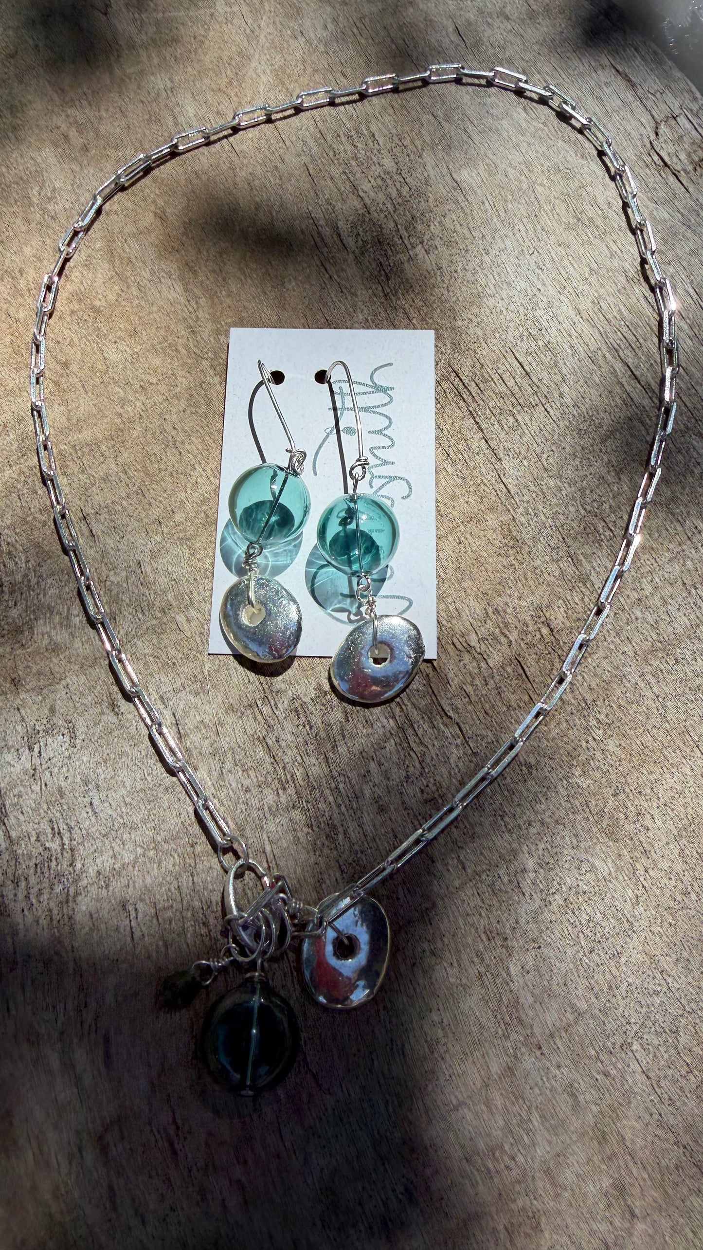 Sterling Charm Necklace - Green