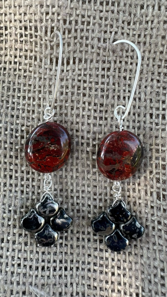 Brecciated Jasper & Glass Earrings