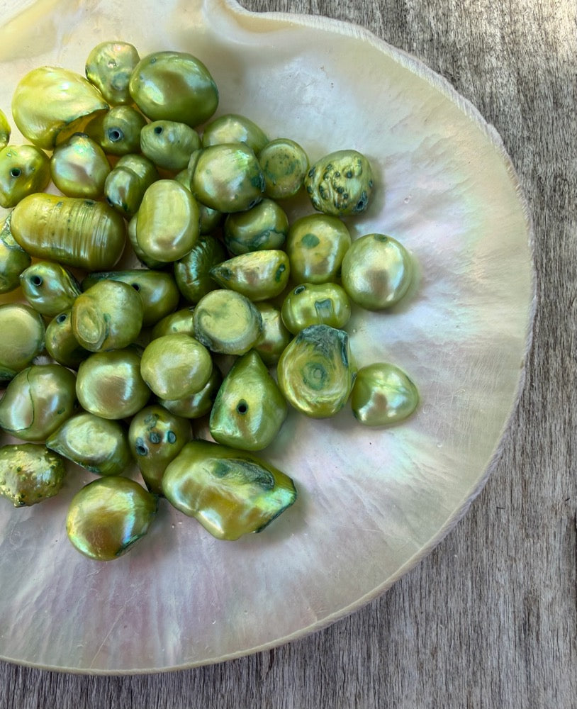 Freshwater Pearls - Green Apple Baroque