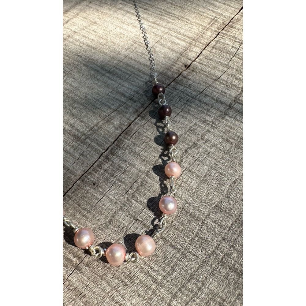 Handwrapped Pearl & Sterling Necklace