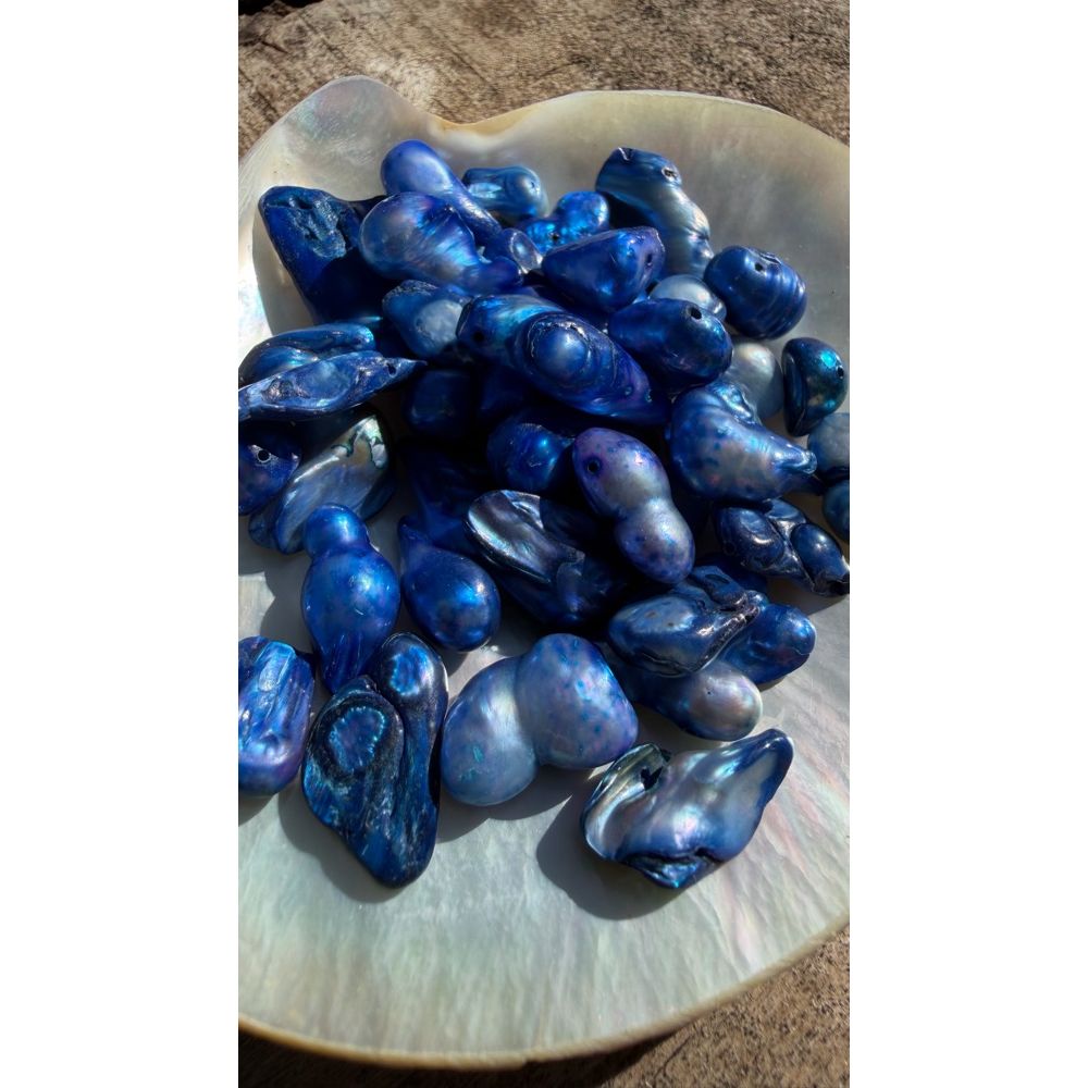 Freshwater Pearls - Azure Blue Baroque