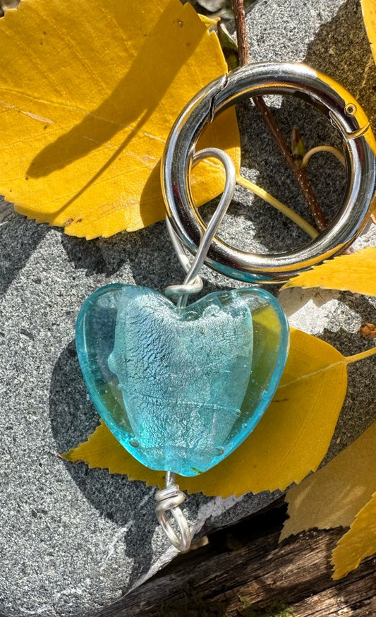 Glass Heart Stitch Marker/Charm Holder