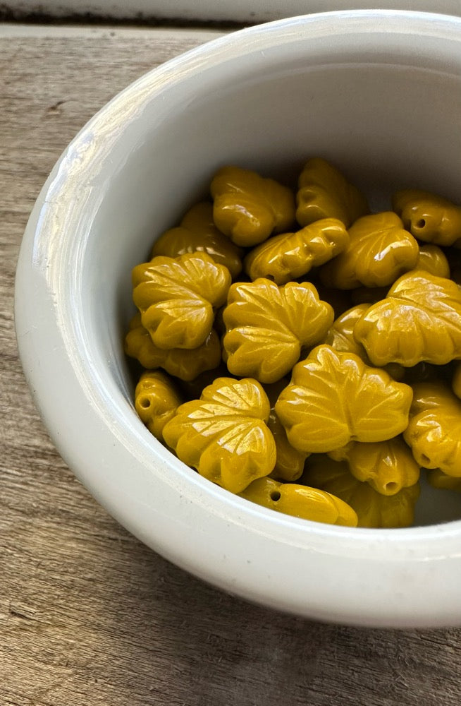 Glass Maple Leaves - Mustard