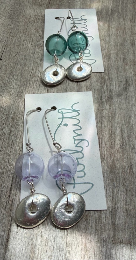Glass Float Earrings - Lilac