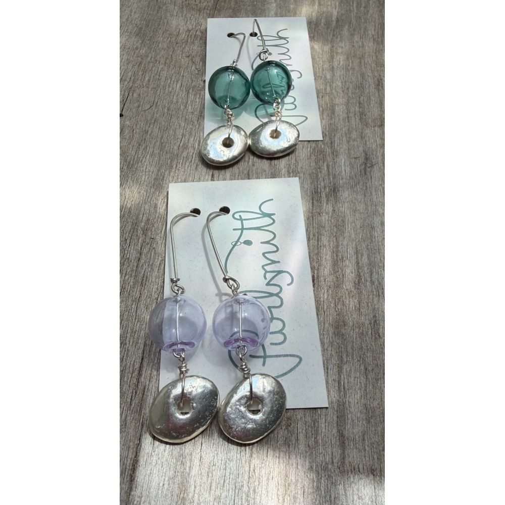 Glass Float Earrings - Lilac