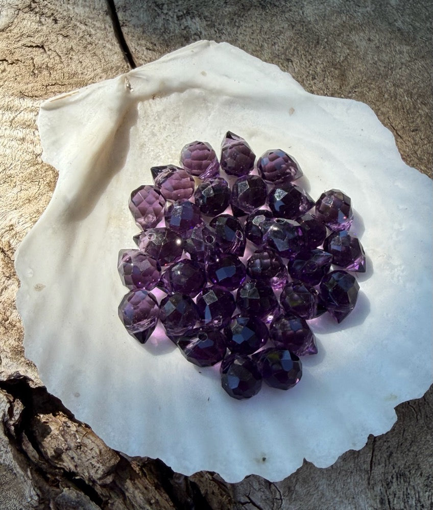 Mini Faceted Glass Crystals - Purple