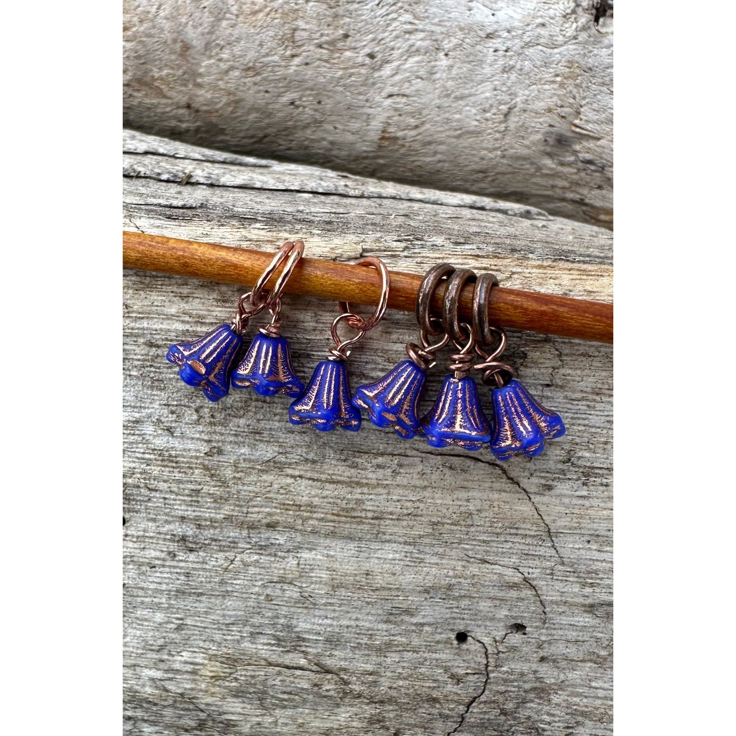 Glass Flower- Lapis with Copper