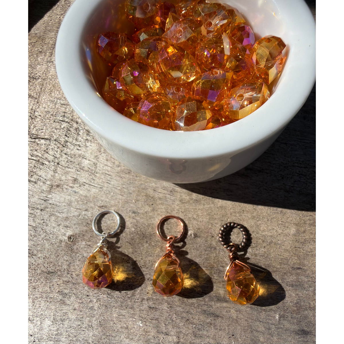 Faceted Glass Crystals - Orange