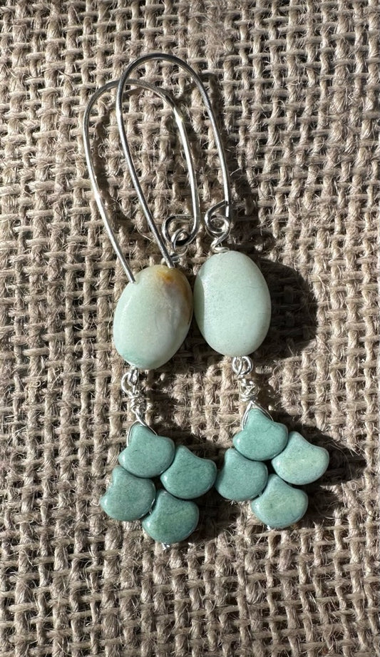 Blue Amazonite & Glass Earrings