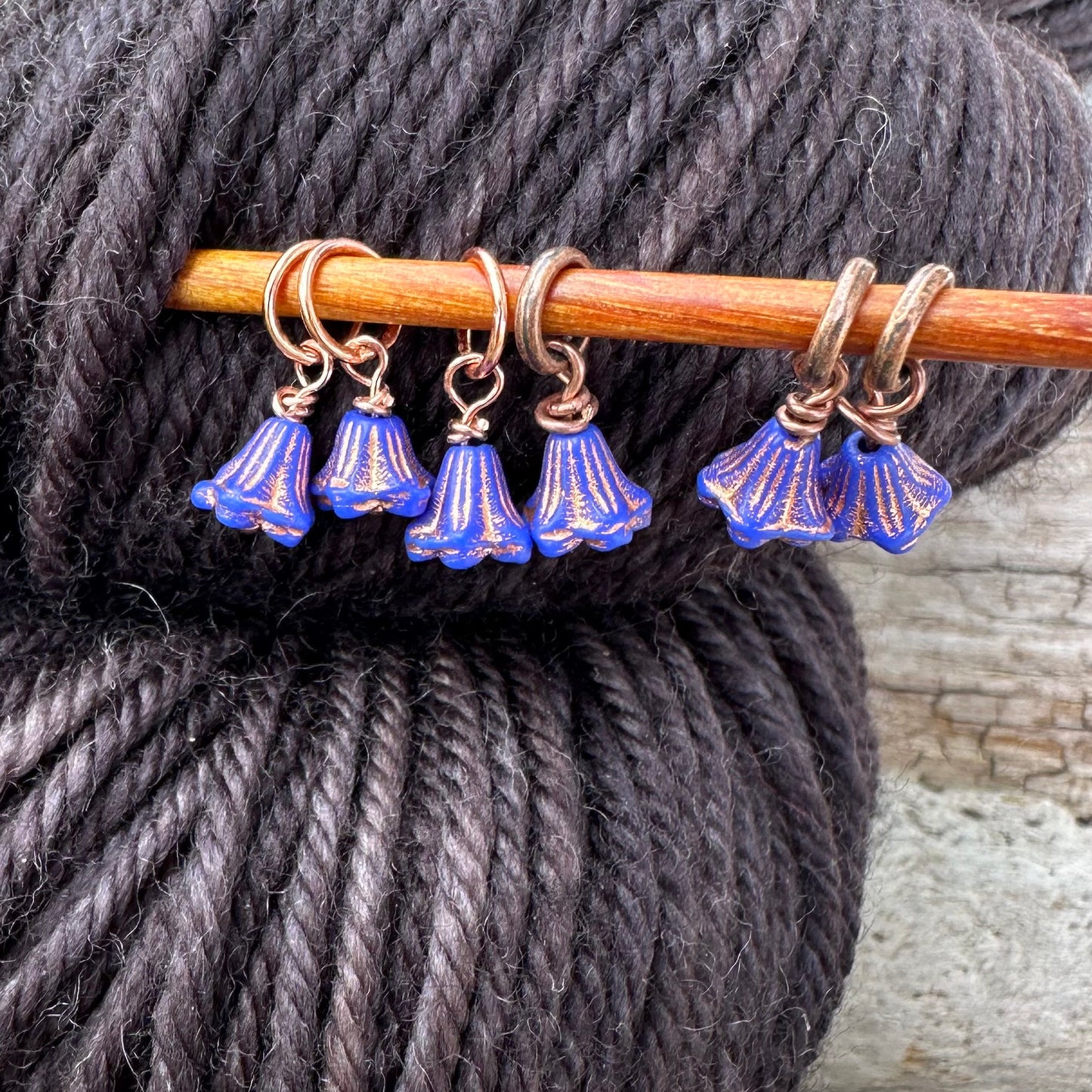 Glass Flower- Lapis with Copper