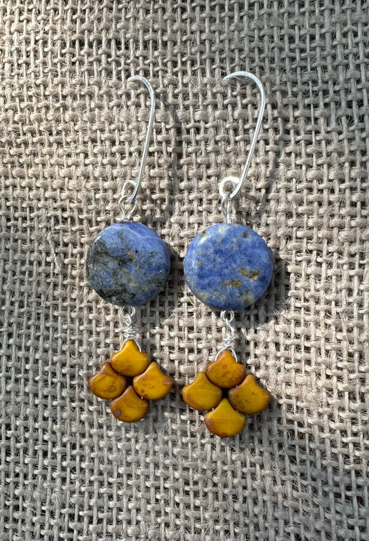 Sodalite & Glass Earrings