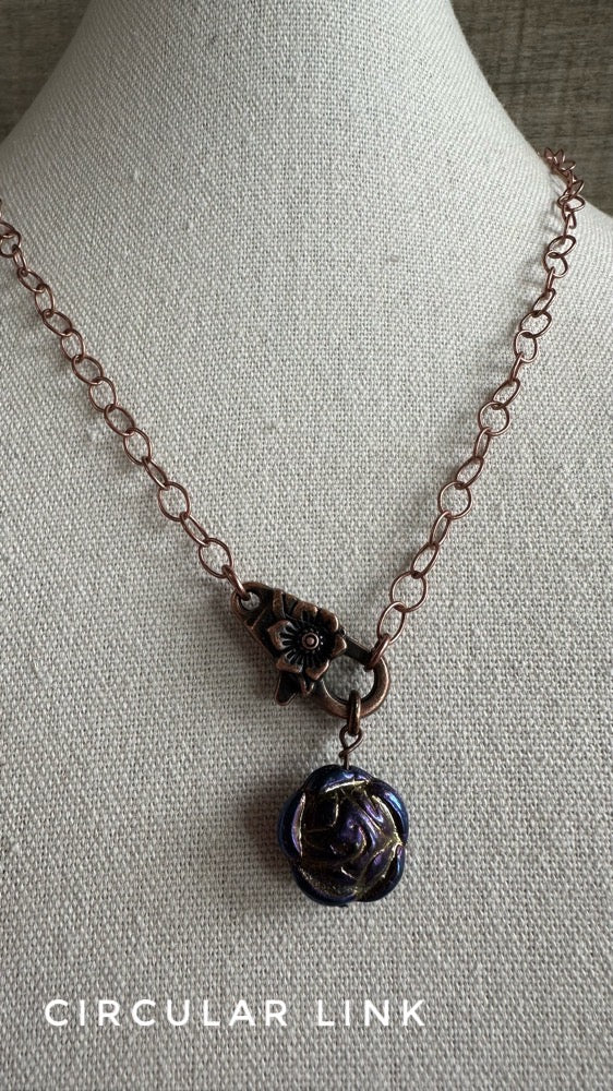 • Antique Copper Floral Necklace