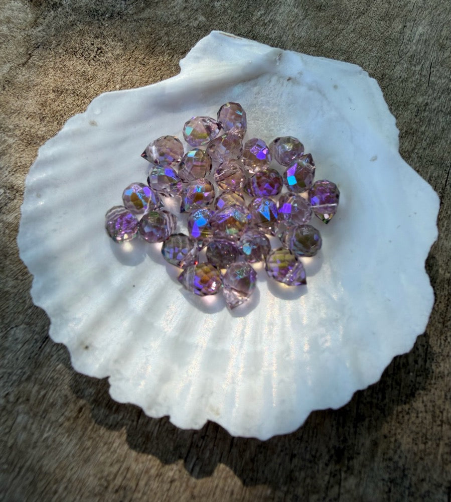 Mini Faceted Glass Crystals - Mauve