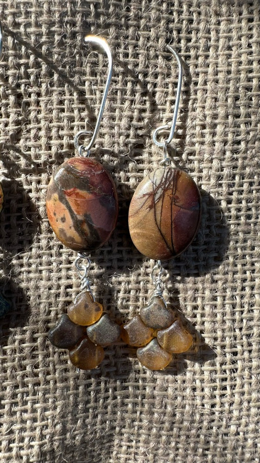 Red Creek Jasper & Glass Earrings