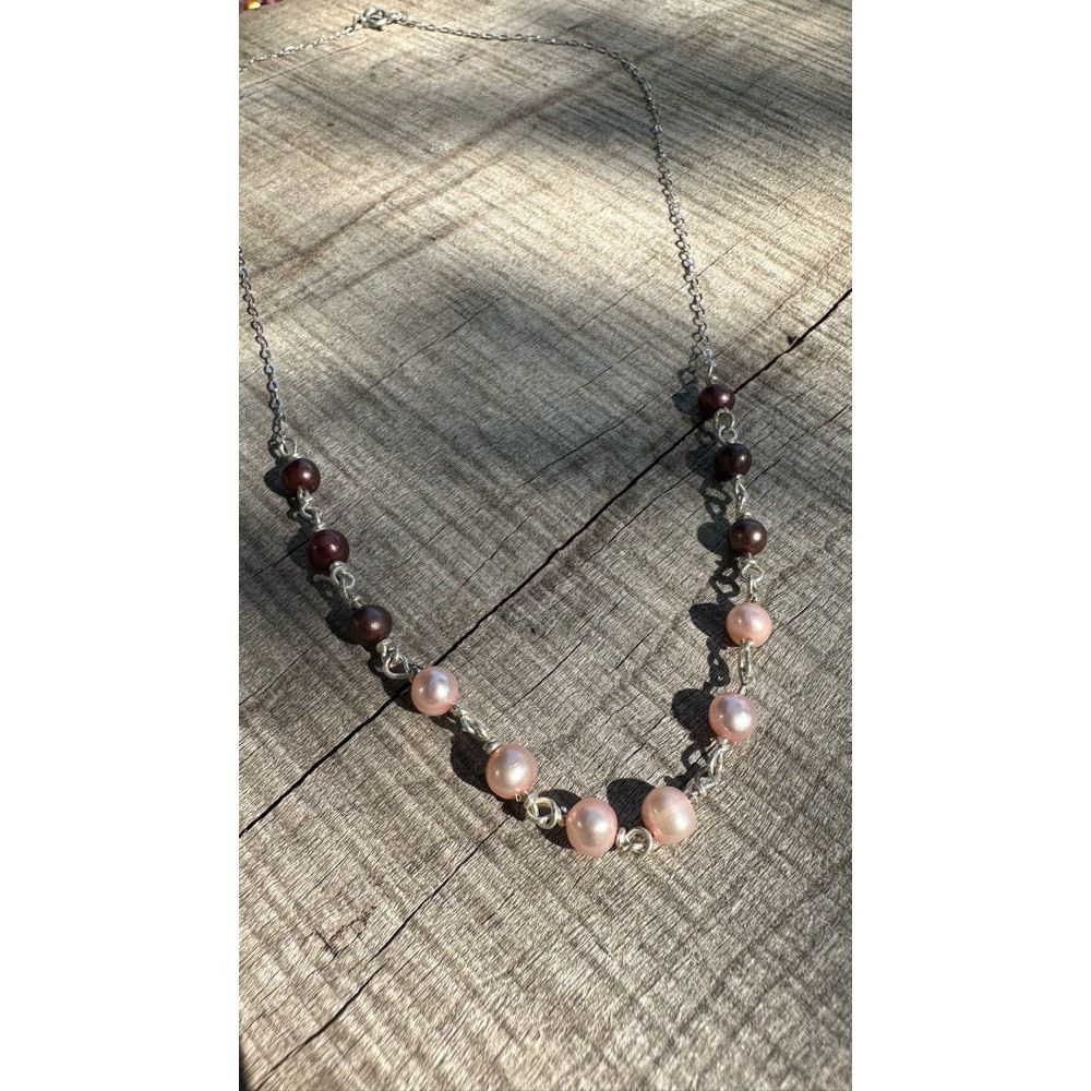Handwrapped Pearl & Sterling Necklace