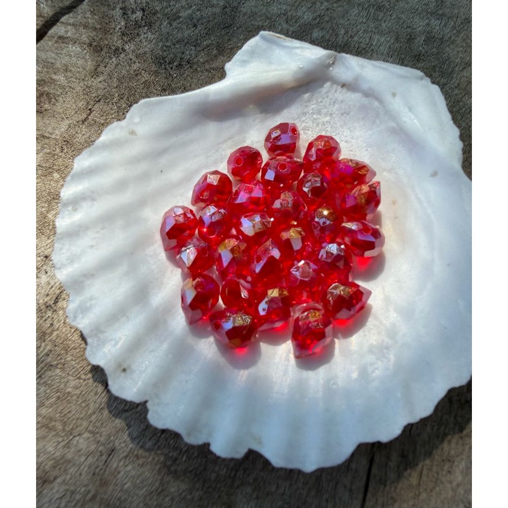 Mini Faceted Glass Crystals - Cherry