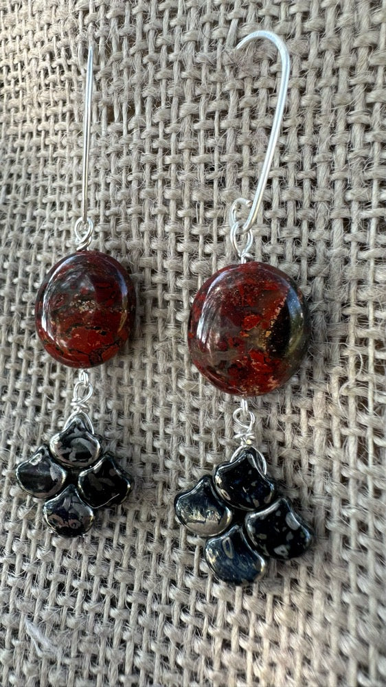 Brecciated Jasper & Glass Earrings