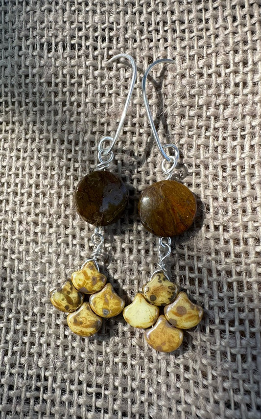 Cherry Creek Jasper & Ivory Glass Earrings