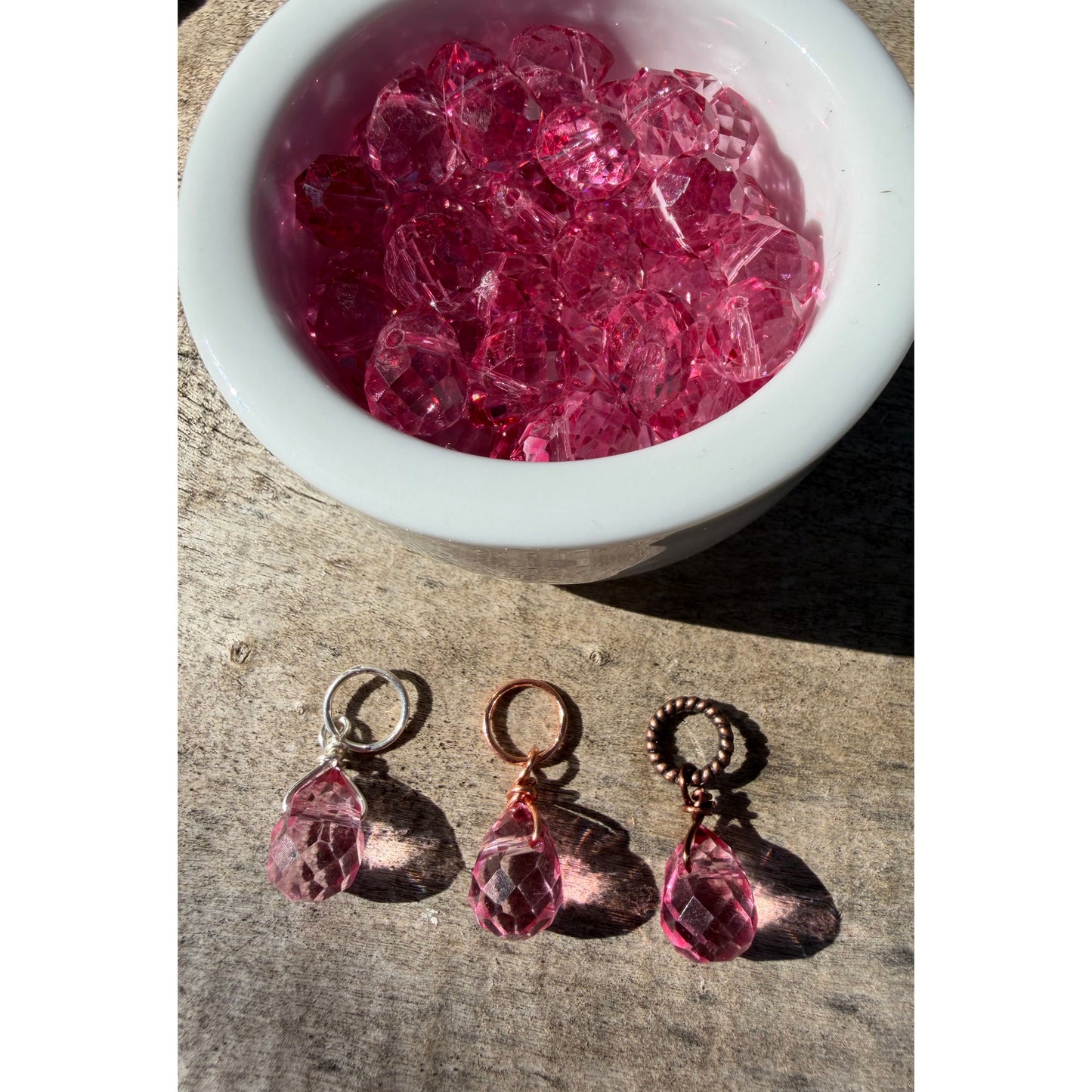 Faceted Glass Crystals - Pink