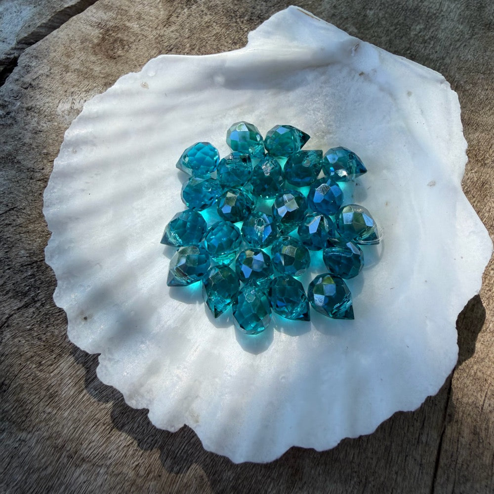 Mini Faceted Glass Crystals - Teal