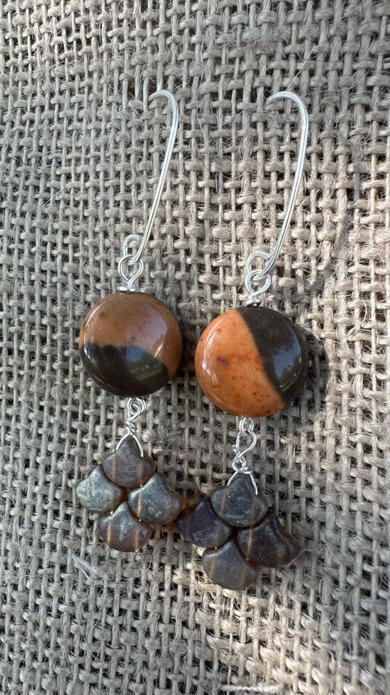 Desert Jasper & Glass Earrings