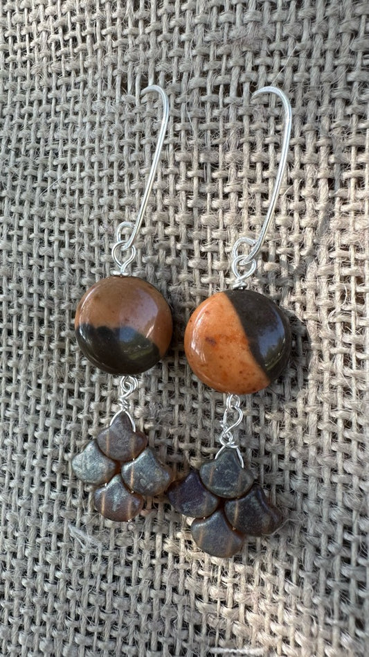 Desert Jasper & Glass Earrings