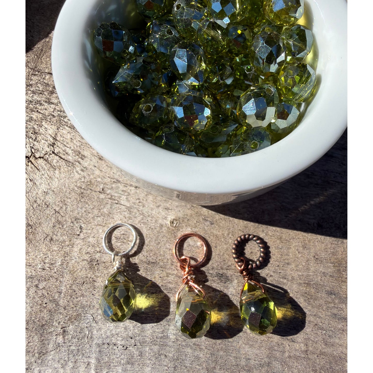 Faceted Glass Crystals - Olive
