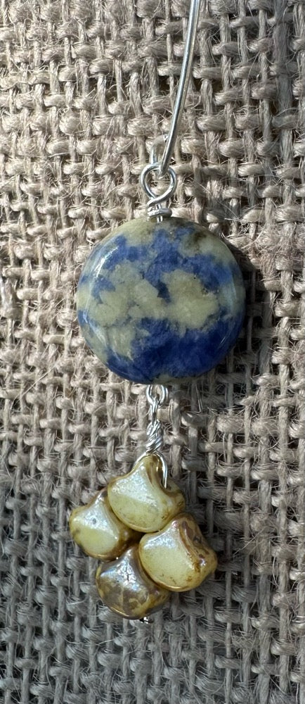 Sodalite & Ivory Glass Earrings