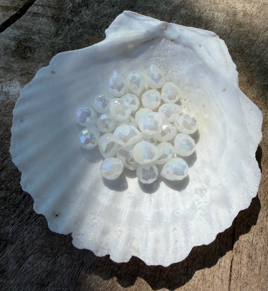 Mini Faceted Glass Crystals - White