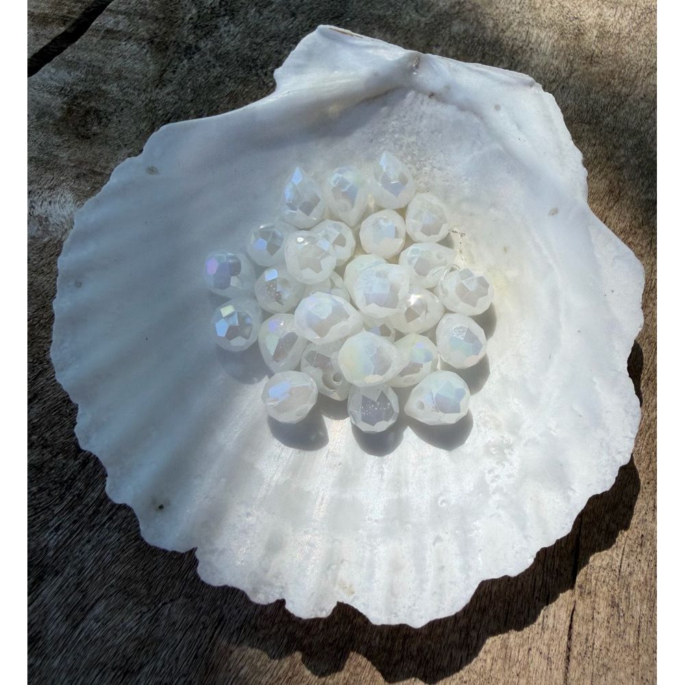 Mini Faceted Glass Crystals - White