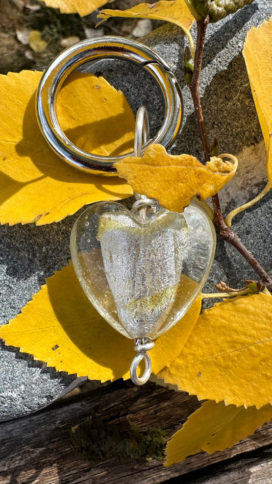 Yellow Glass Heart Stitch Marker/Charm Holder