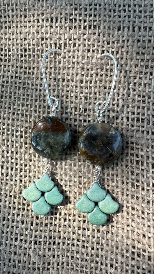 Ocean Jasper & Glass Earrings