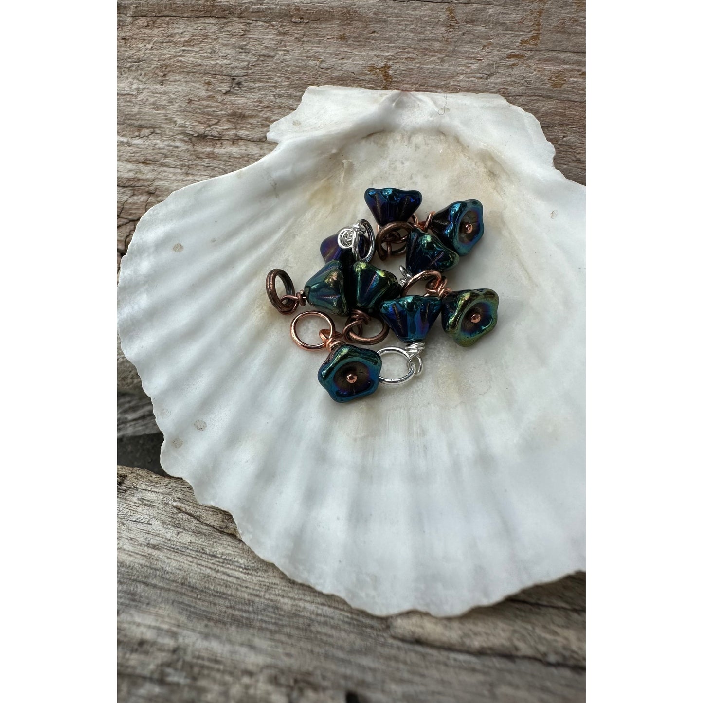 Glass Flower- Dark Blue Iridescent