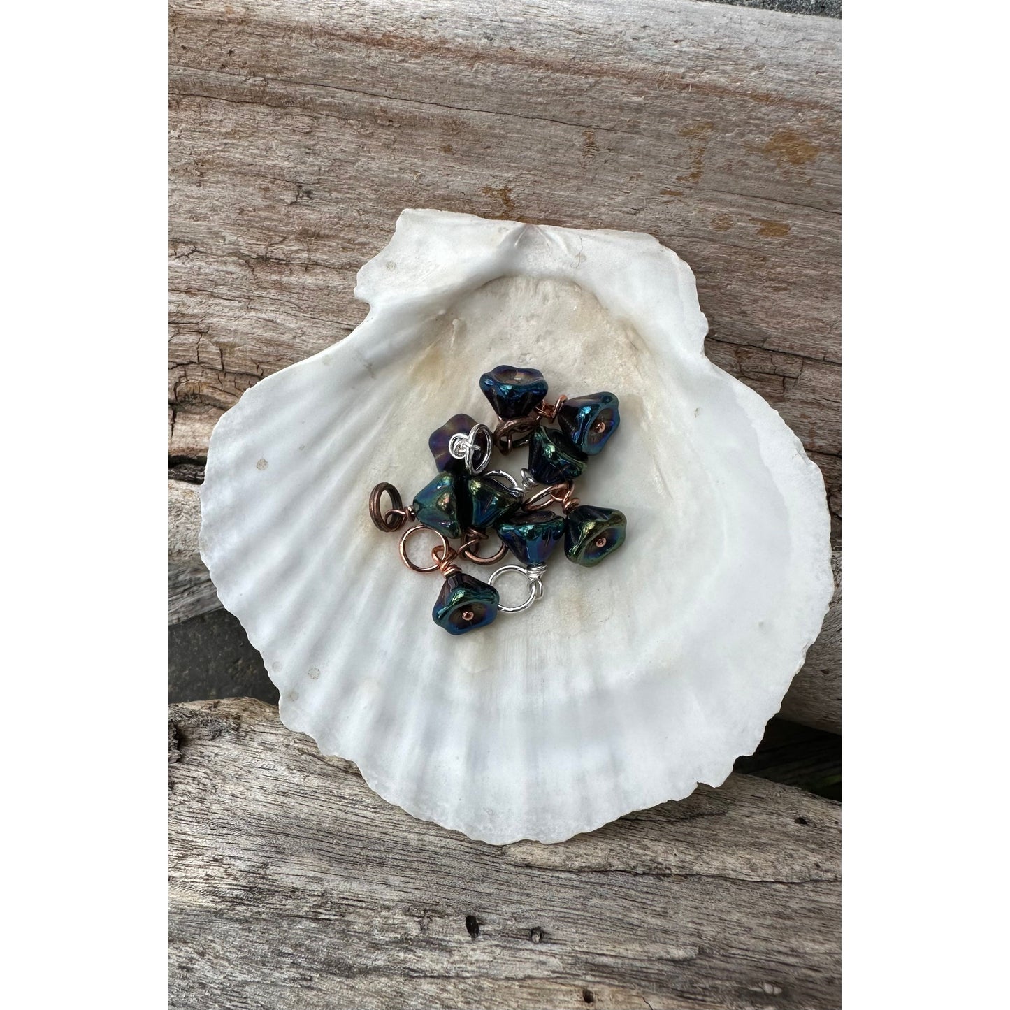 Glass Flower- Dark Blue Iridescent