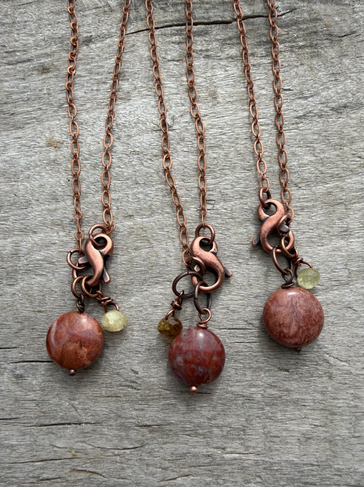 Jasper & Garnet Charm Necklace