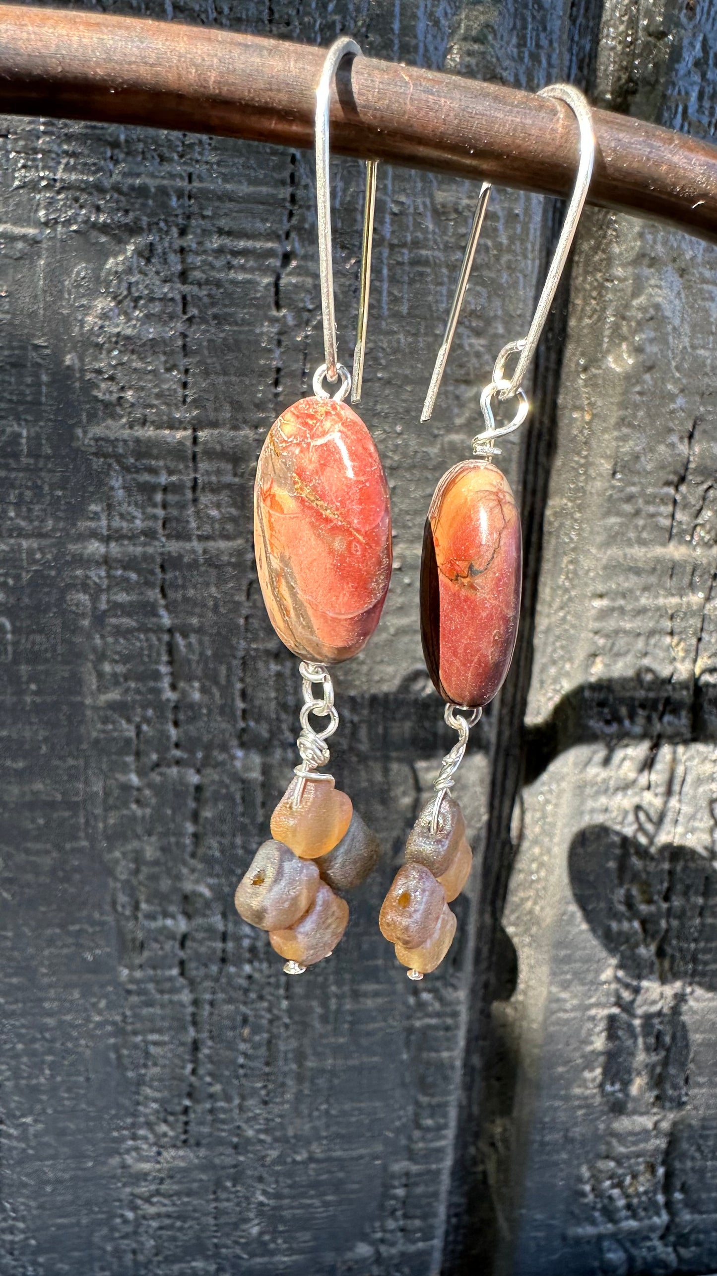 Red Creek Jasper & Glass Earrings