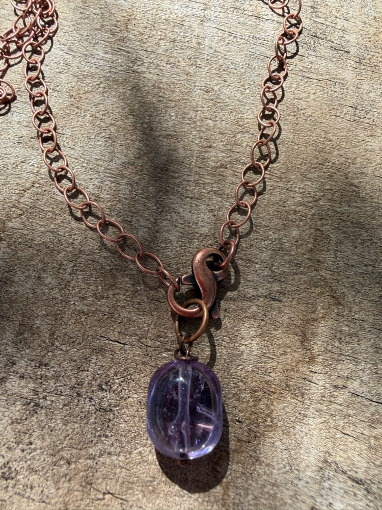 Antique Copper & Glass Pendant