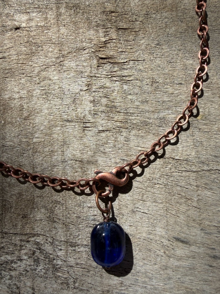 Antique Copper & Glass Pendant