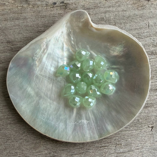 Faceted Glass Drop - Soft Green