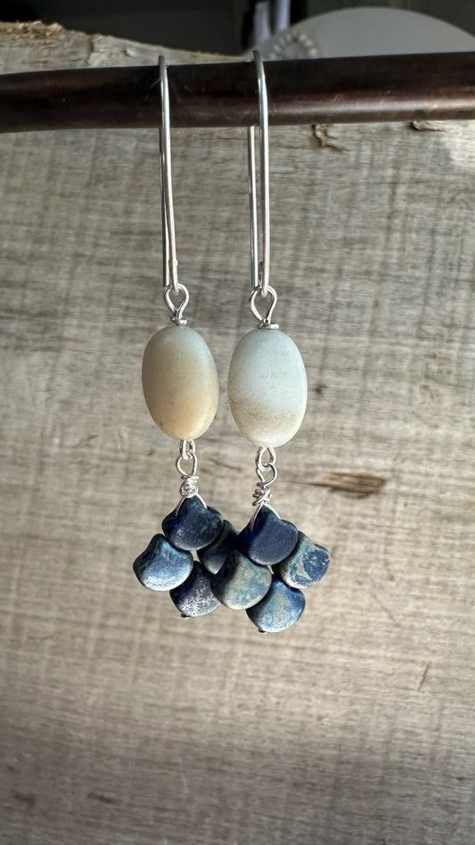 Light Blue Amazonite & Glass Earrings