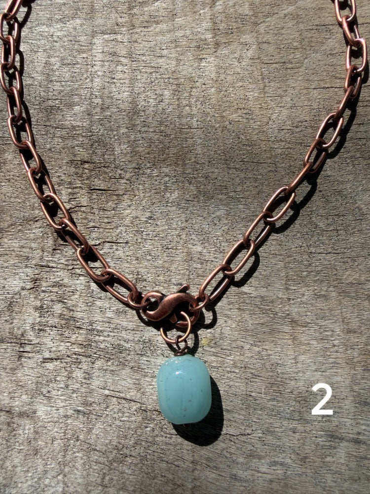 Antique Copper & Glass Pendant