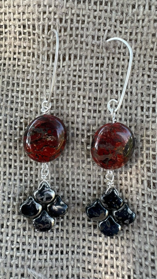 Brecciated Jasper & Glass Earrings