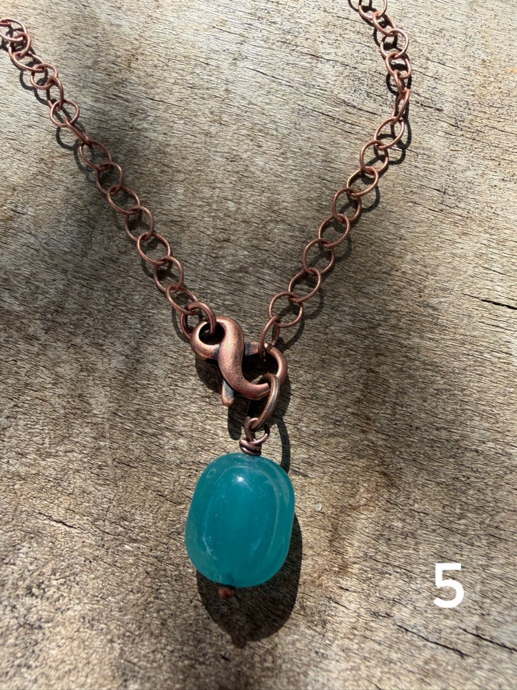 Antique Copper & Glass Pendant