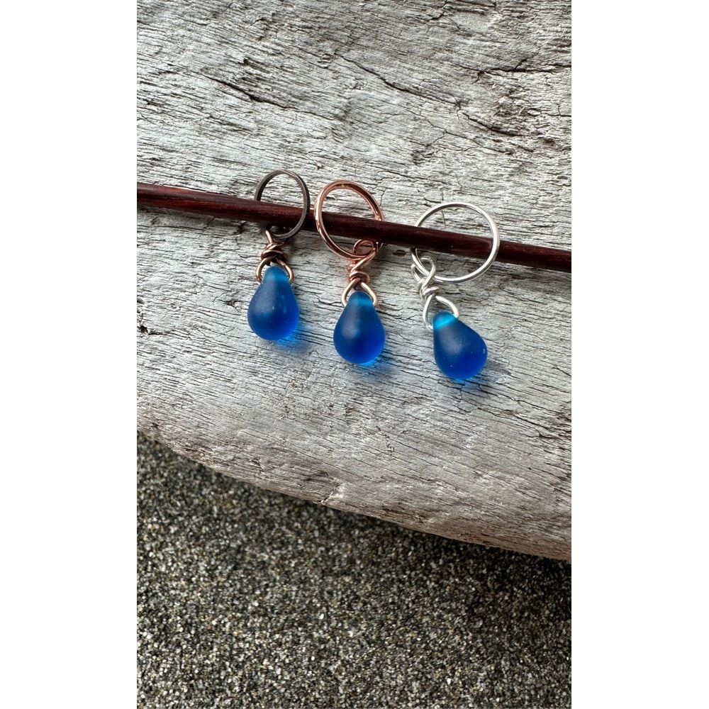 Small Handcrafted Glass Drops - Blue