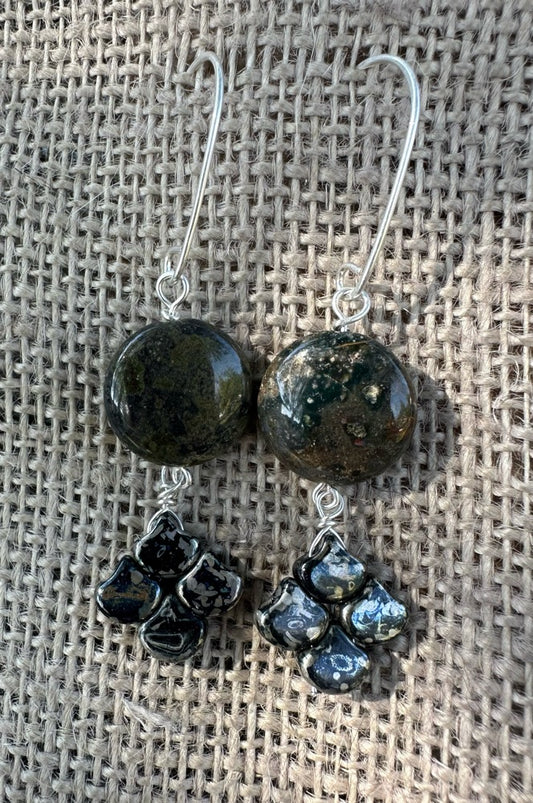 Ocean Jasper & Glass Earrings #3