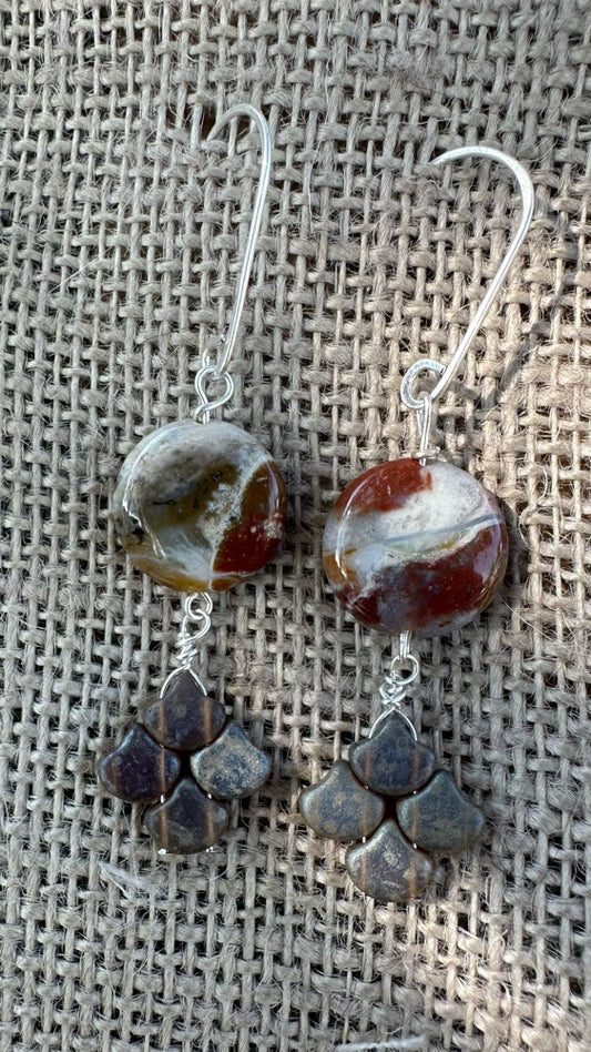 Ocean Jasper & Glass Earrings
