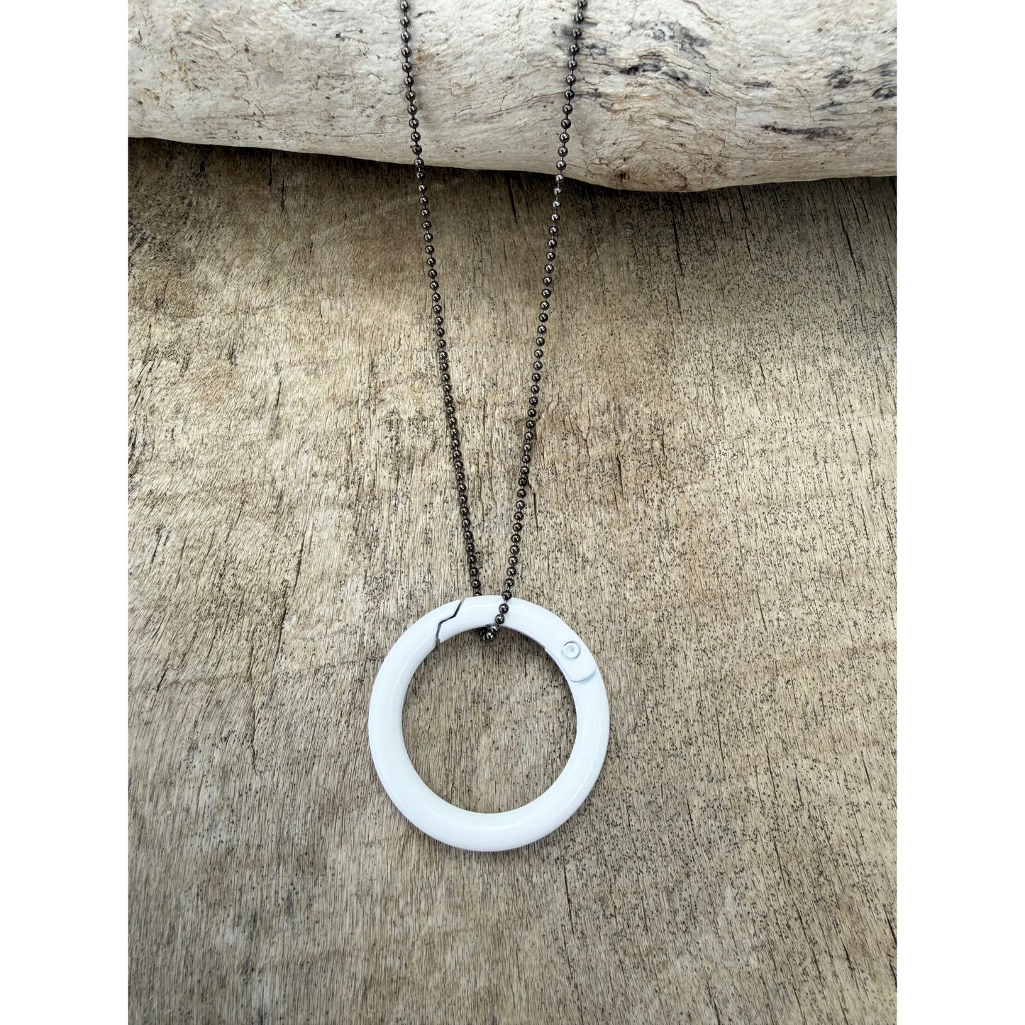Large Enameled Clasp Necklace - White