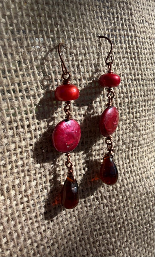 Freshwater Pearl & Glass Earrings