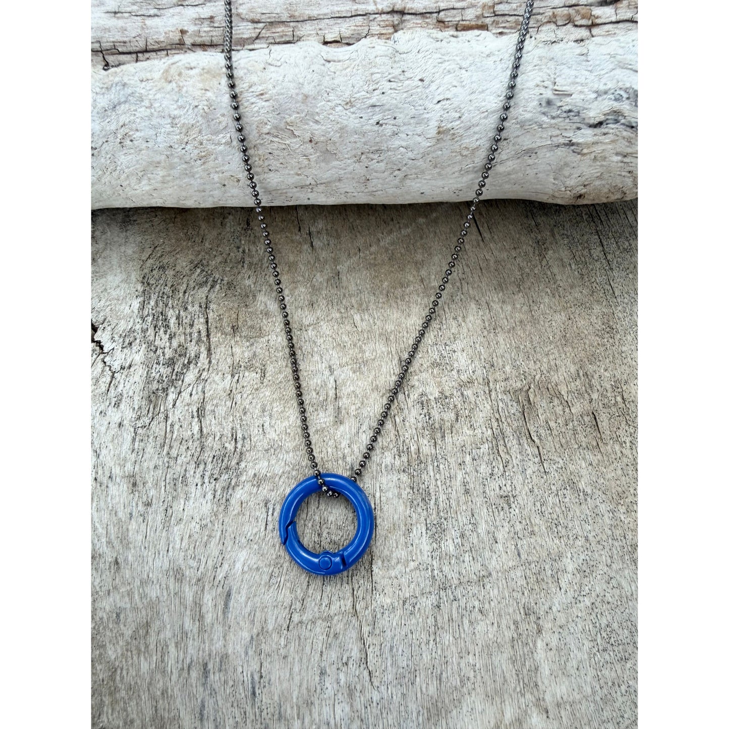 Enameled Clasp Necklace - Bright Navy