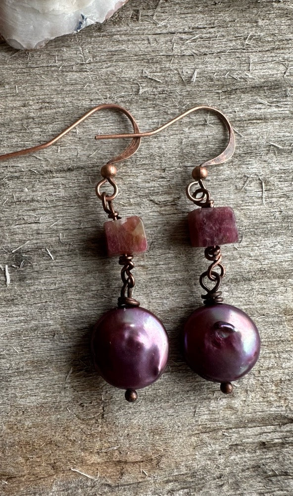 Tourmaline & Freshwater Pearl Earrings #5